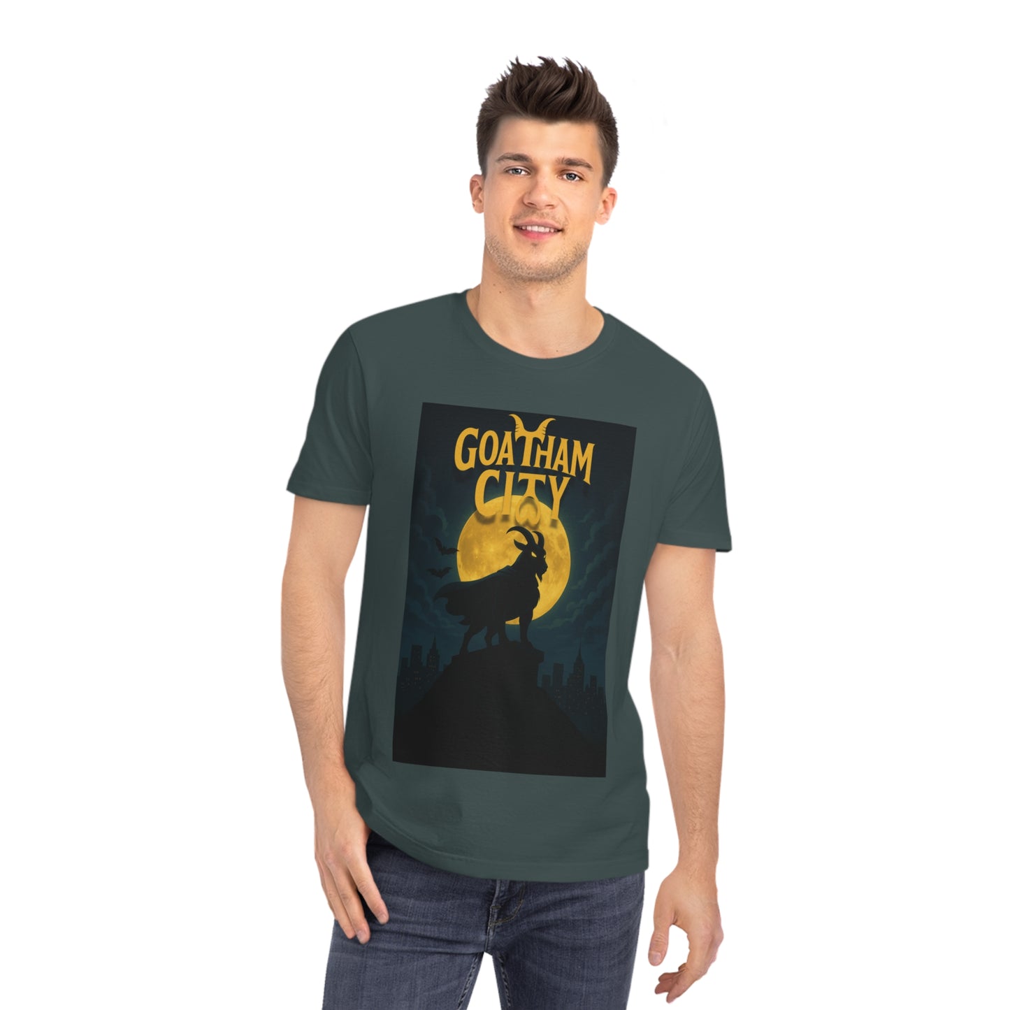 GOATHAM CITY - Organic Cotton Unisex T-Shirt for Superhero Goat Lovers