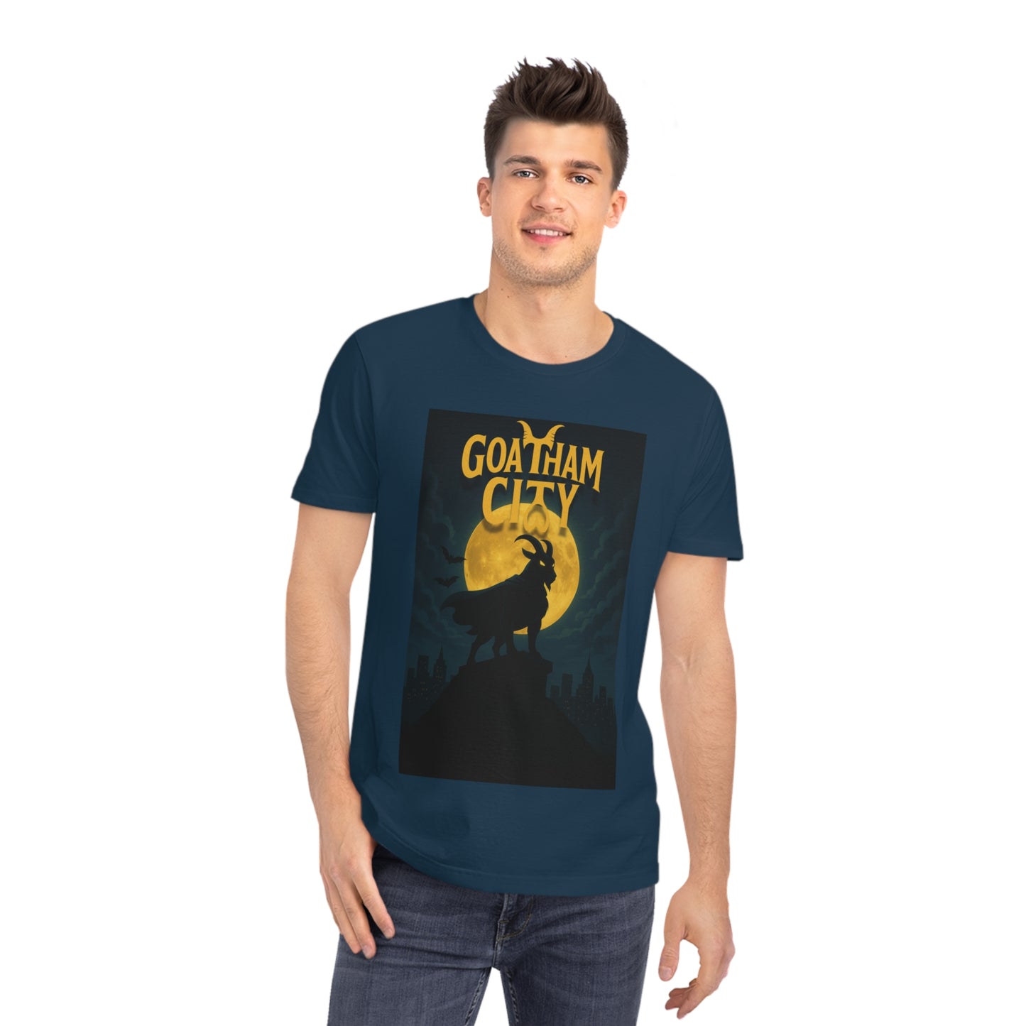 GOATHAM CITY - Organic Cotton Unisex T-Shirt for Superhero Goat Lovers