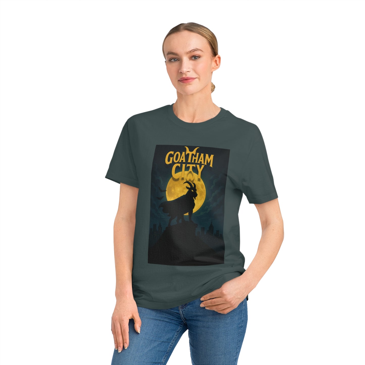 GOATHAM CITY - Organic Cotton Unisex T-Shirt for Superhero Goat Lovers