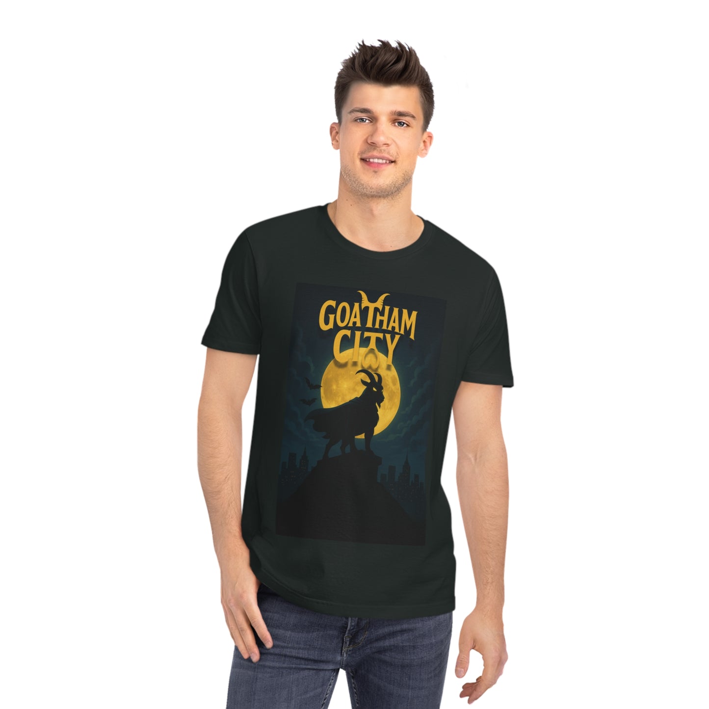 GOATHAM CITY - Organic Cotton Unisex T-Shirt for Superhero Goat Lovers