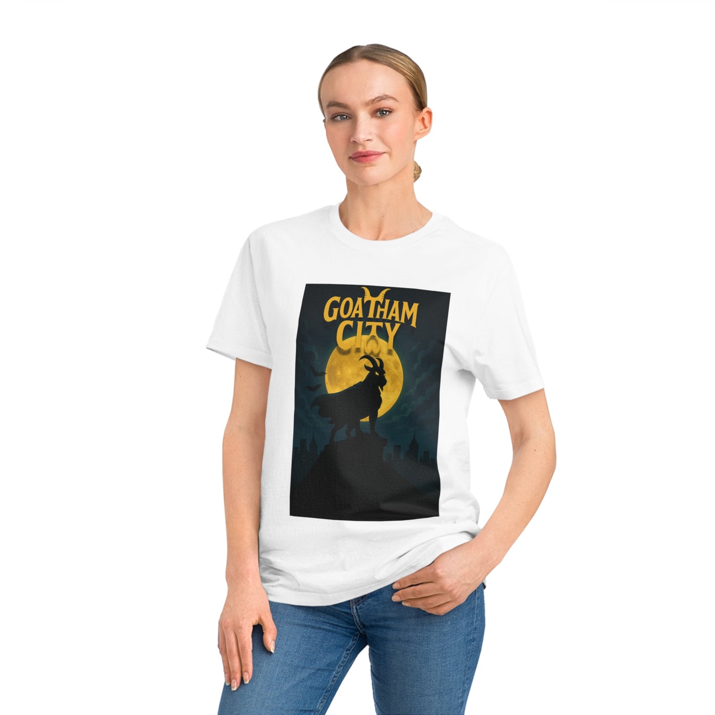 GOATHAM CITY - Organic Cotton Unisex T-Shirt for Superhero Goat Lovers
