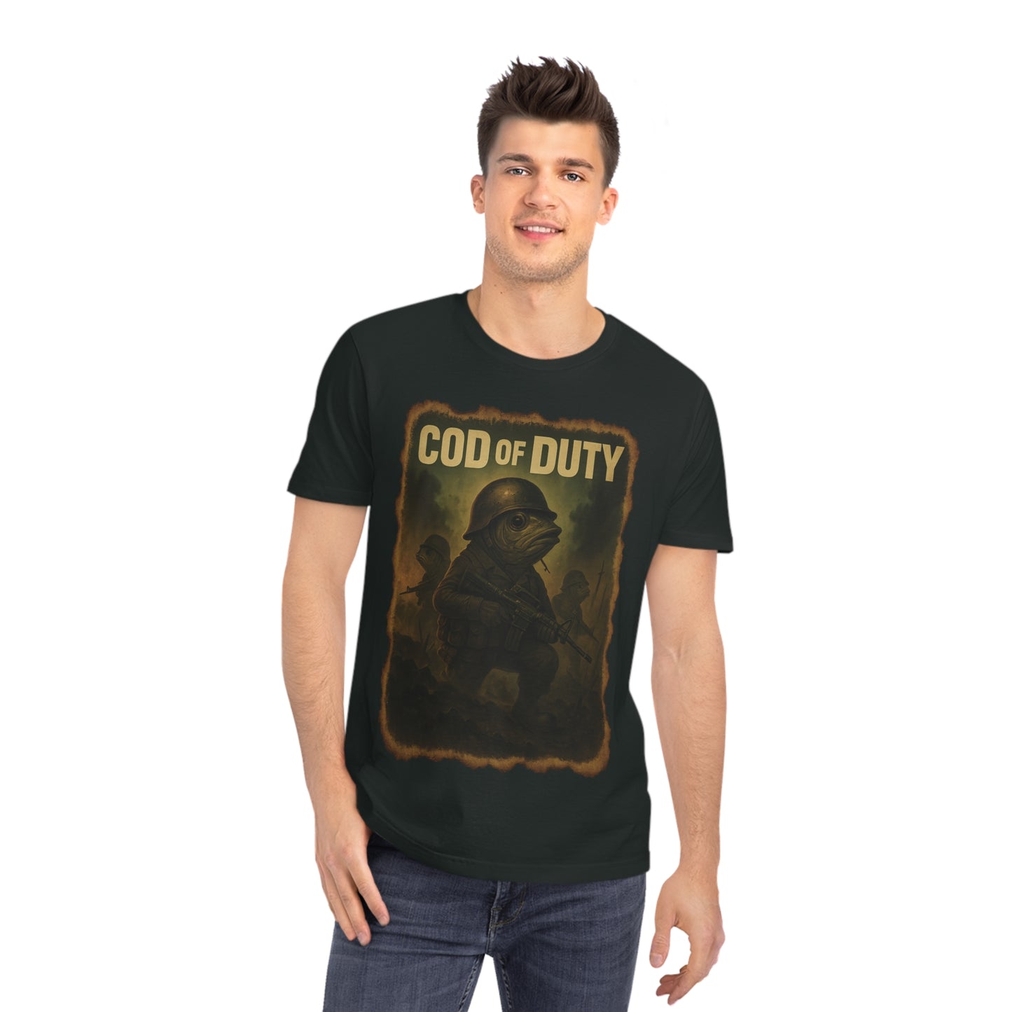 COD OF DUTY - Organic Cotton Unisex T-Shirt for Gaming Fish Enthusiasts