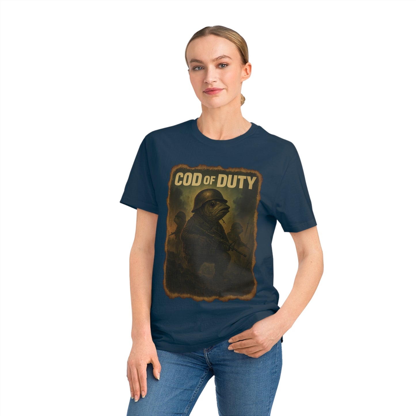 COD OF DUTY - Organic Cotton Unisex T-Shirt for Gaming Fish Enthusiasts