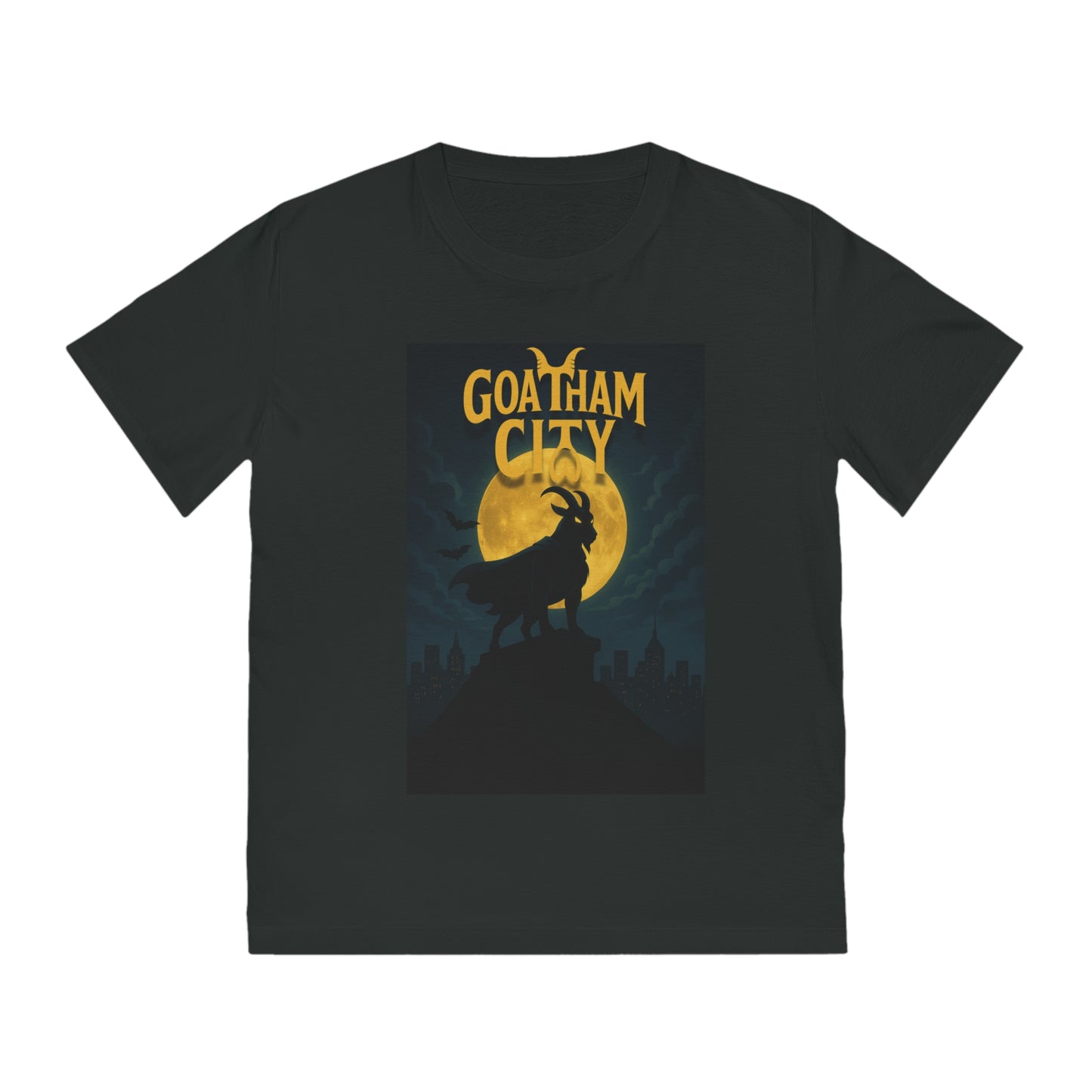 GOATHAM CITY - Organic Cotton Unisex T-Shirt for Superhero Goat Lovers