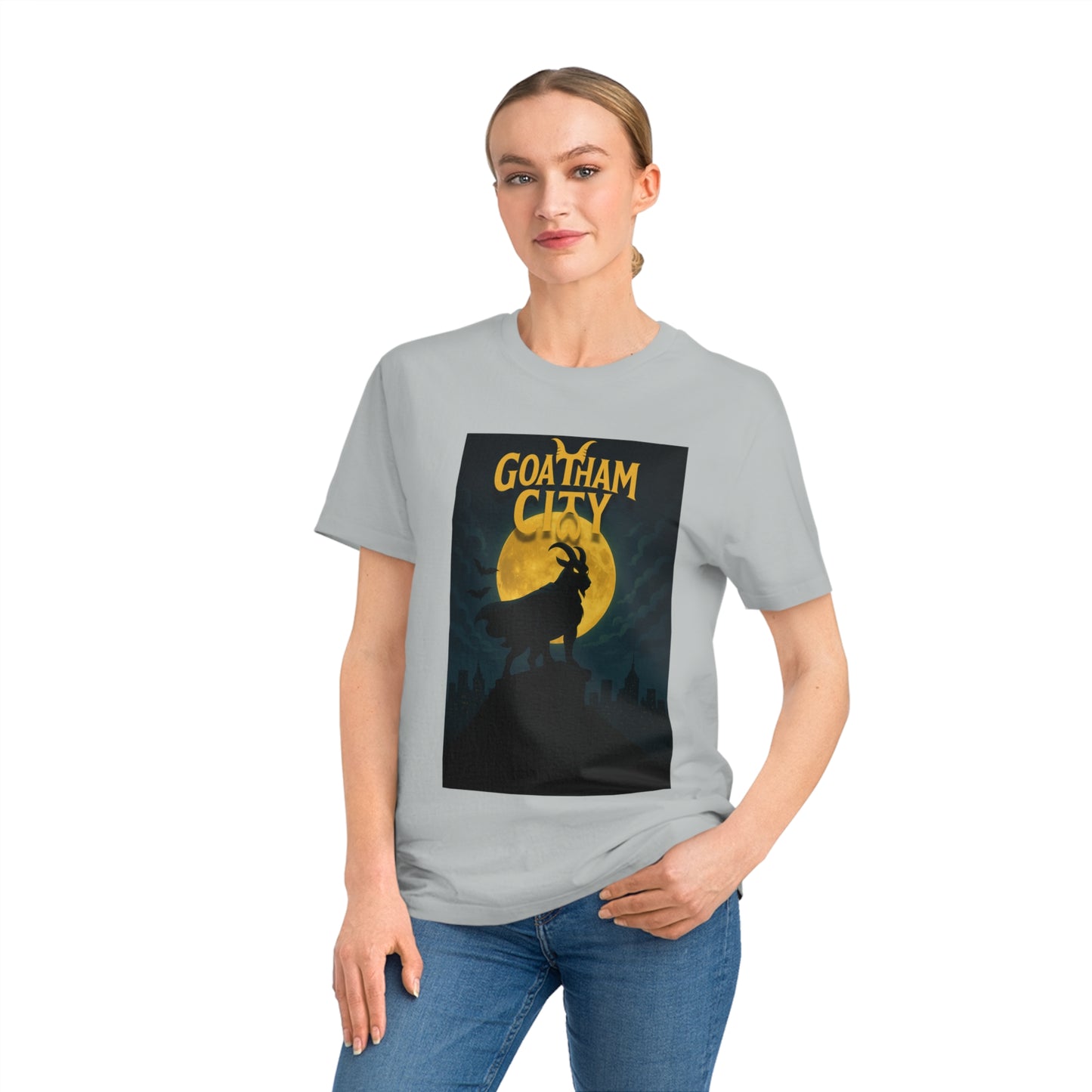 GOATHAM CITY - Organic Cotton Unisex T-Shirt for Superhero Goat Lovers