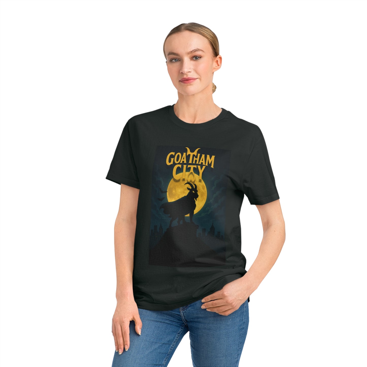GOATHAM CITY - Organic Cotton Unisex T-Shirt for Superhero Goat Lovers