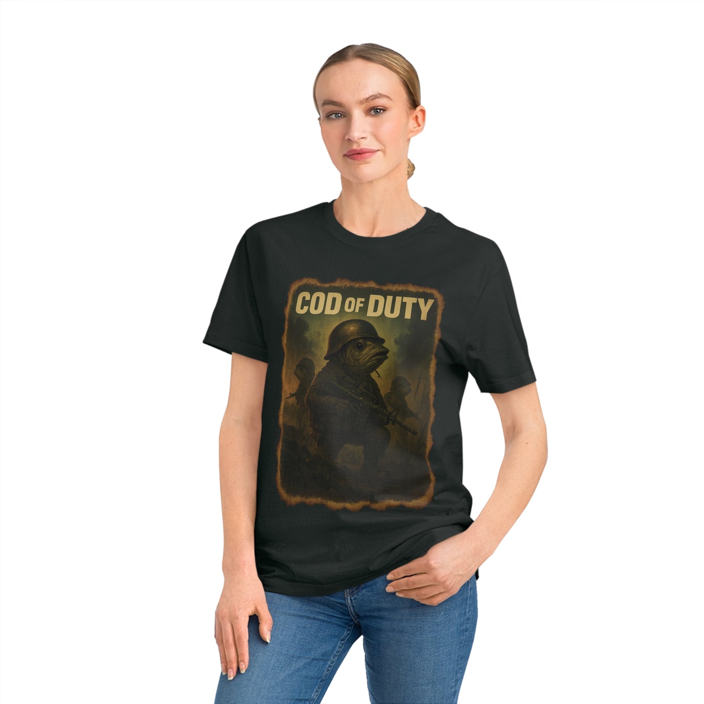 COD OF DUTY - Organic Cotton Unisex T-Shirt for Gaming Fish Enthusiasts