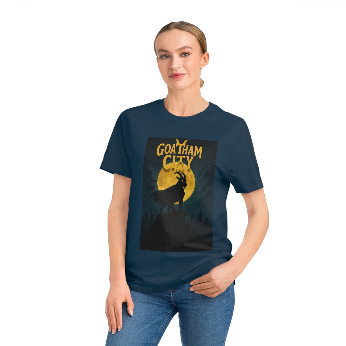 GOATHAM CITY - Organic Cotton Unisex T-Shirt for Superhero Goat Lovers