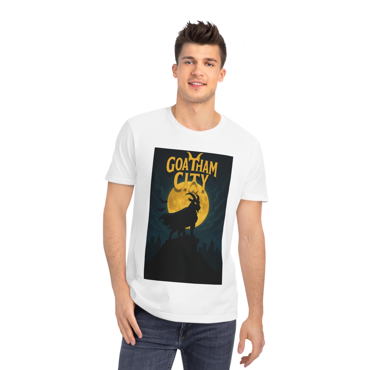 GOATHAM CITY - Organic Cotton Unisex T-Shirt for Superhero Goat Lovers