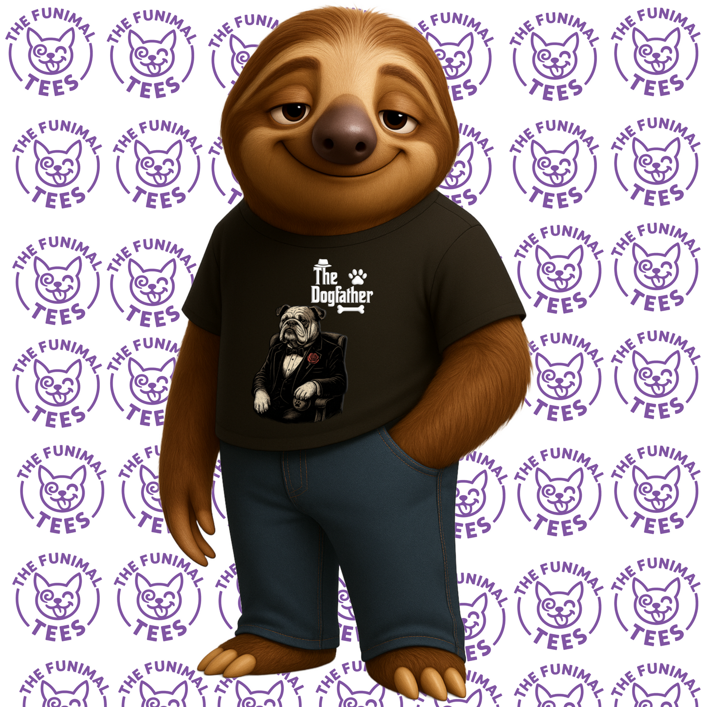THE DOGFATHER - Organic Cotton Unisex T-Shirt for Dog-Loving Moviegoers