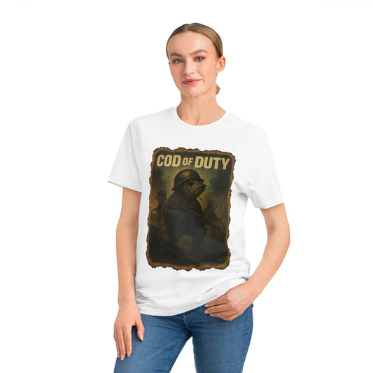 COD OF DUTY - Organic Cotton Unisex T-Shirt for Gaming Fish Enthusiasts
