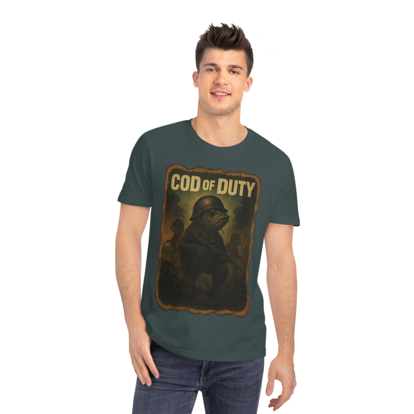 COD OF DUTY - Organic Cotton Unisex T-Shirt for Gaming Fish Enthusiasts