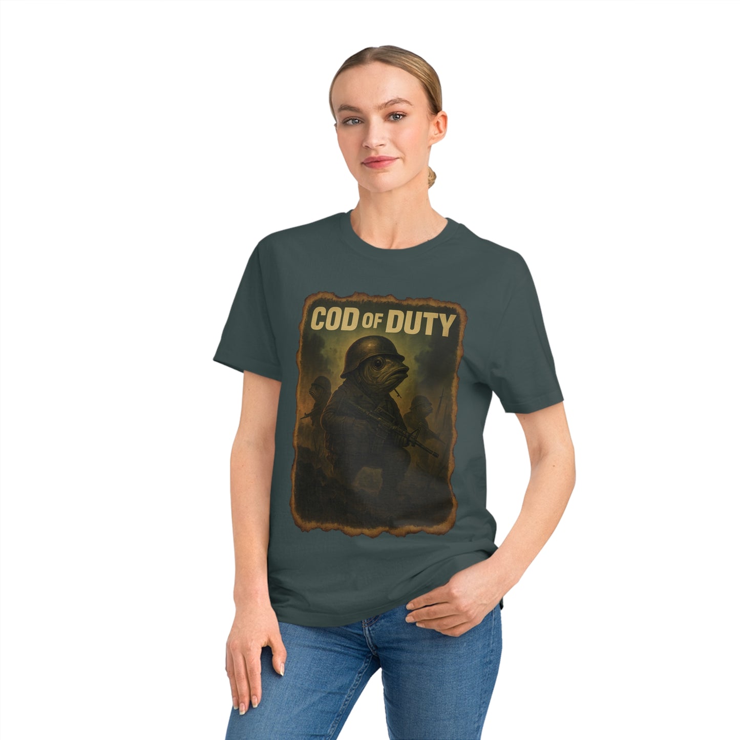 COD OF DUTY - Organic Cotton Unisex T-Shirt for Gaming Fish Enthusiasts
